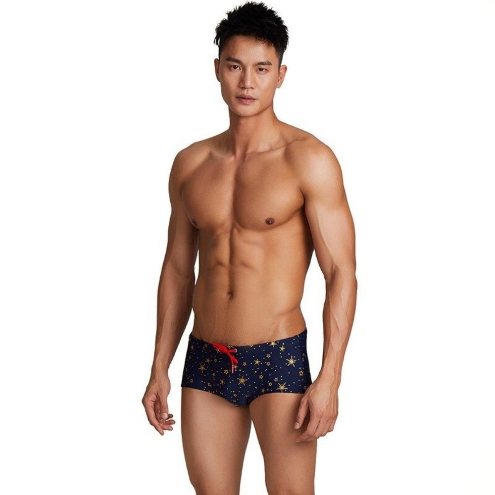 Men's Star Print Brief-Waves And Trunks