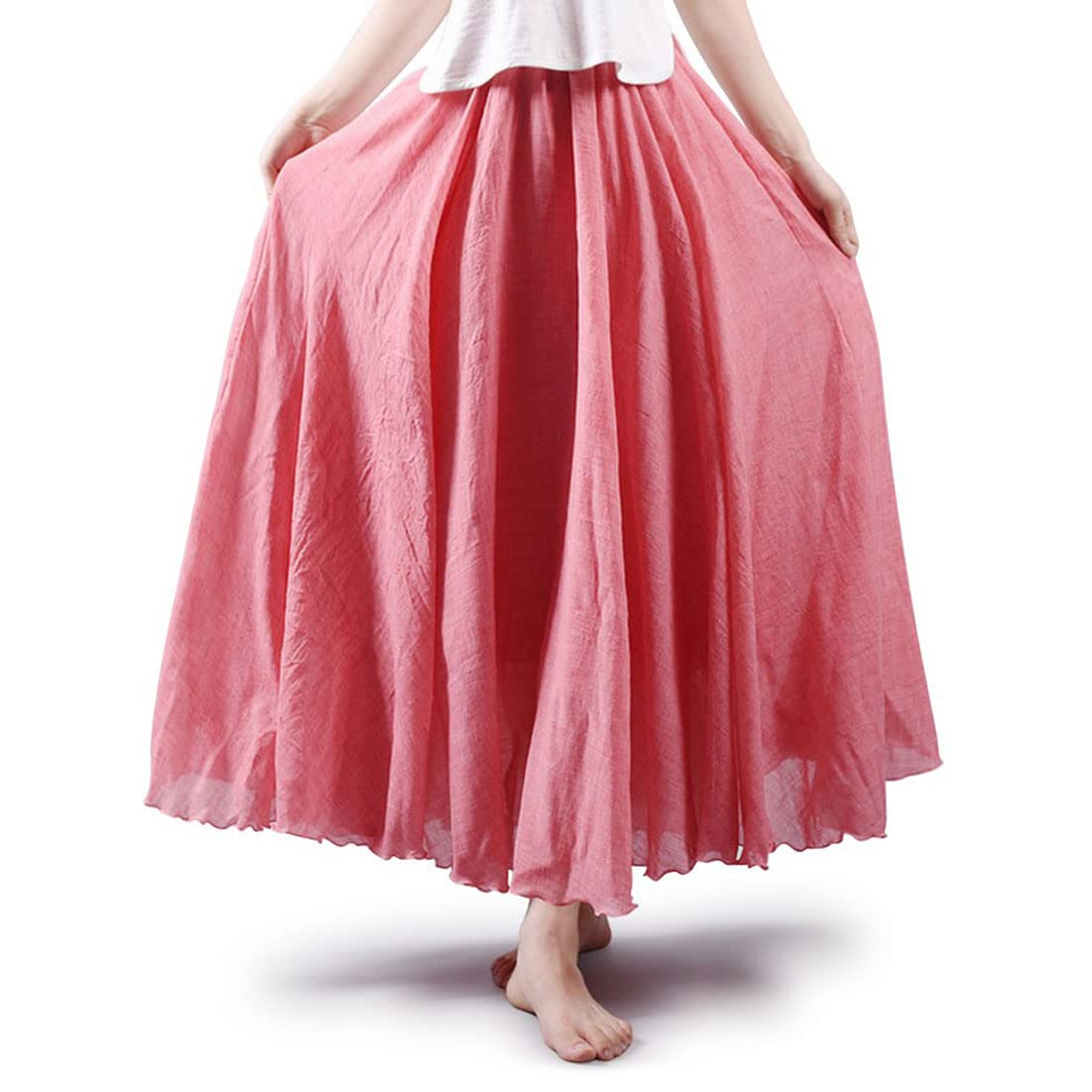 Bohemian Cotton Linen Elastic Maxi Skirt