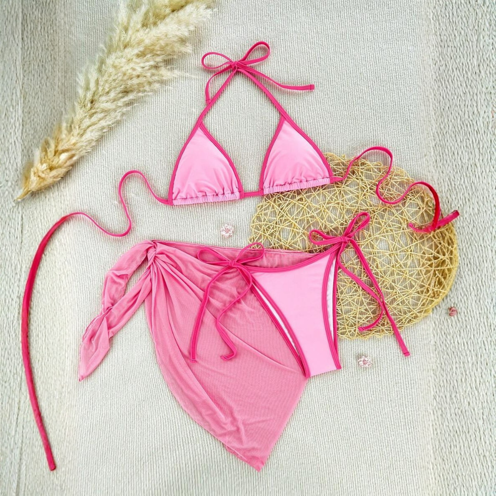 Solid Matching Swimwear Set For Men And Women