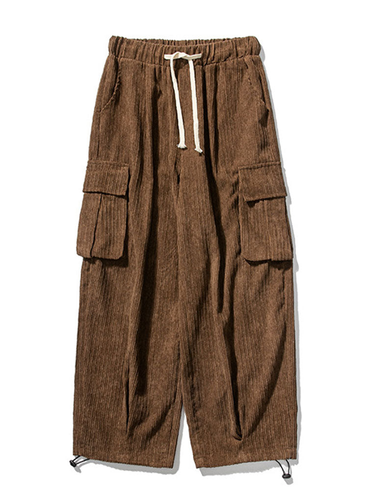 Loose Corduroy Cargo Pants-Waves And Trunks