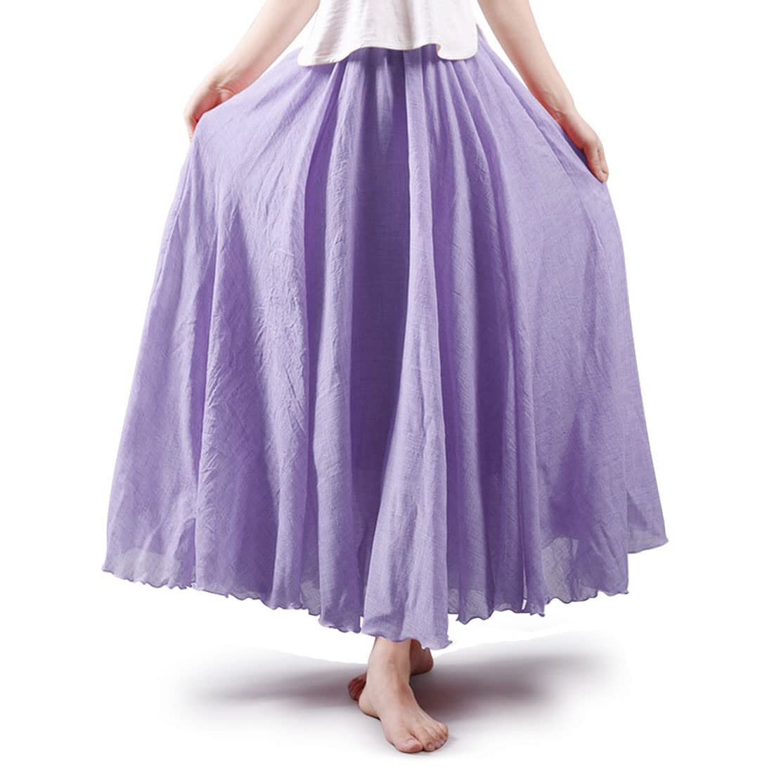 Bohemian Cotton Linen Elastic Maxi Skirt