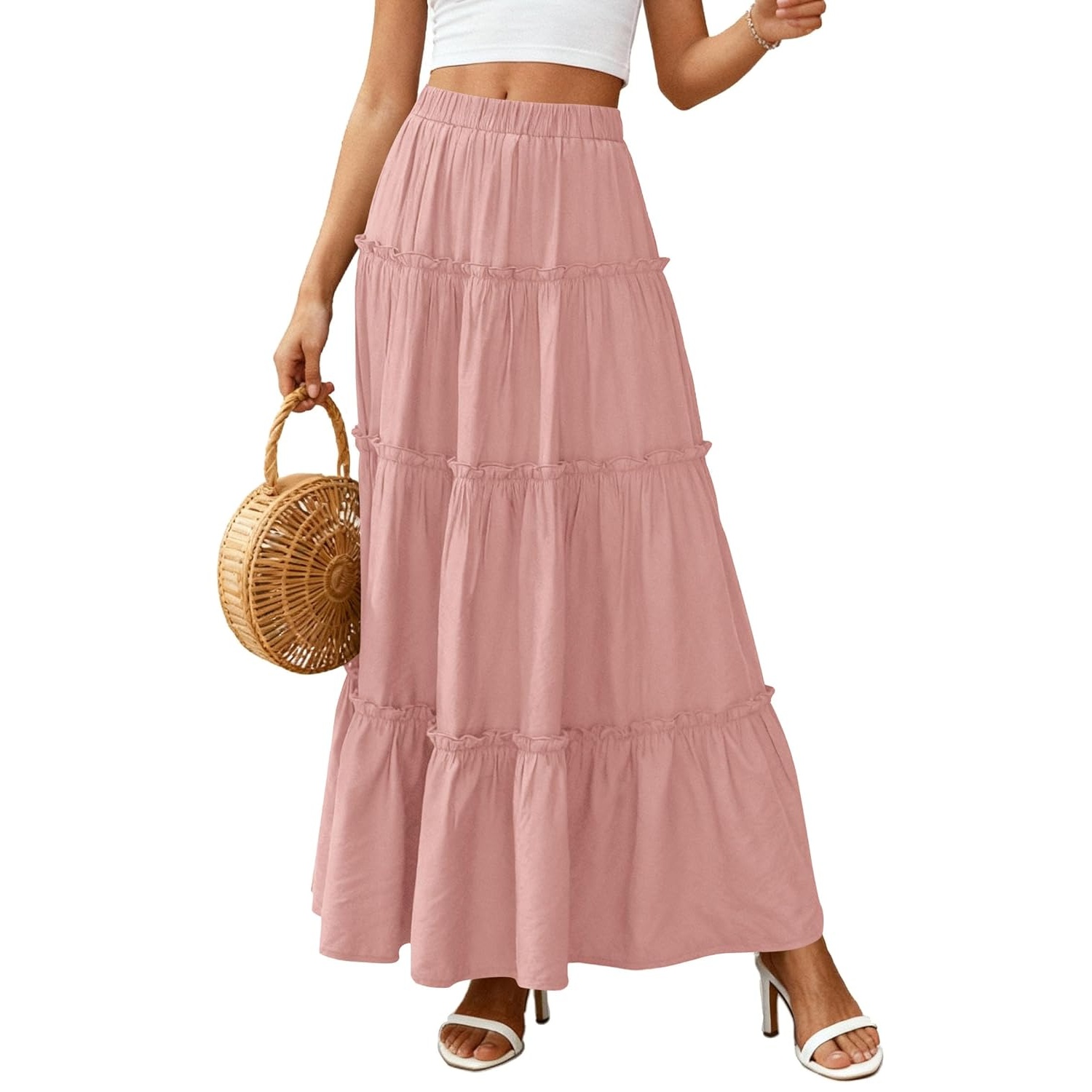 Long Flowy A Line Tiered Boho Skirt For Women