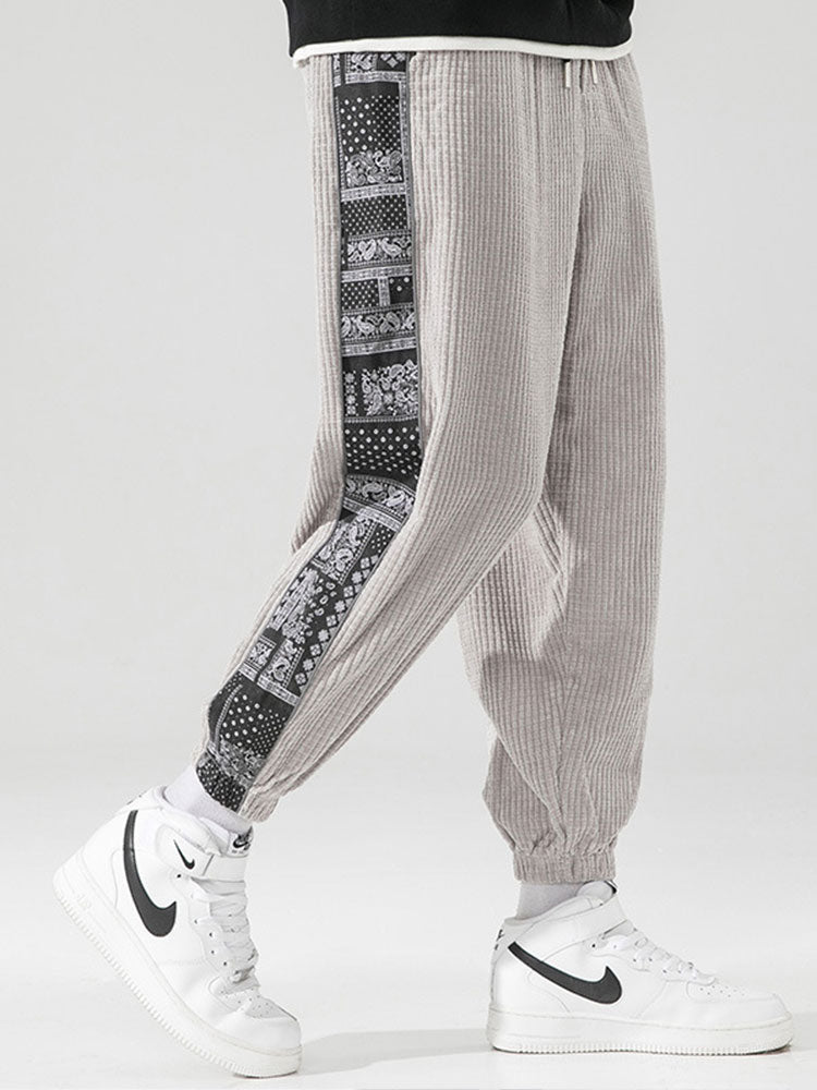 Paisley Print Corduroy Pants-Waves And Trunks