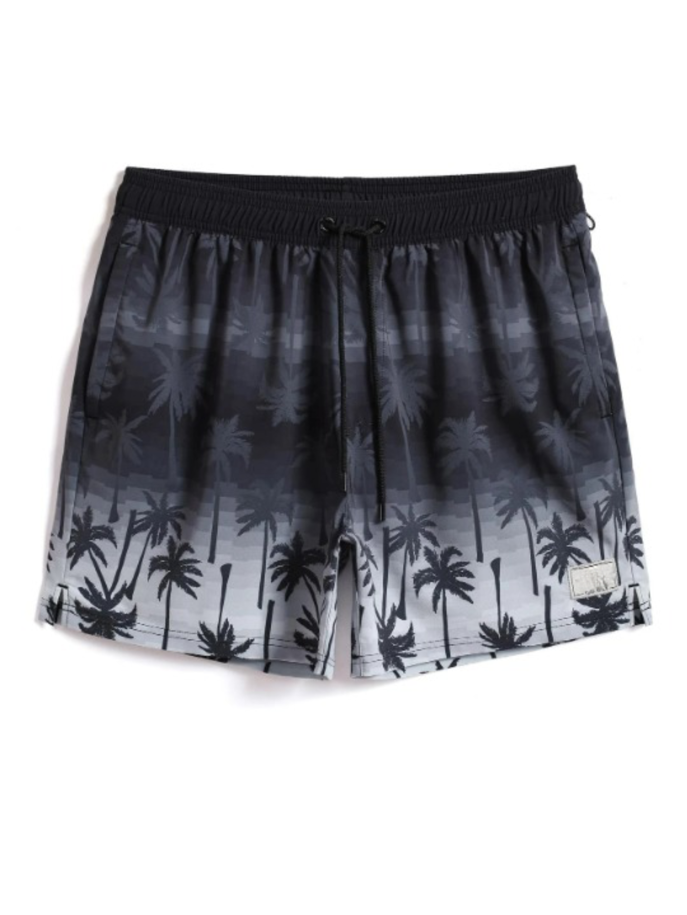 Tropical Print 2 In 1 Drawstring Waist Pocket Swim Trunks-Waves And Trunks