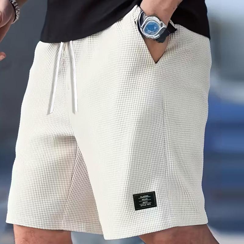 Loose Fit Textured Casual Shorts With Drawstring For Men