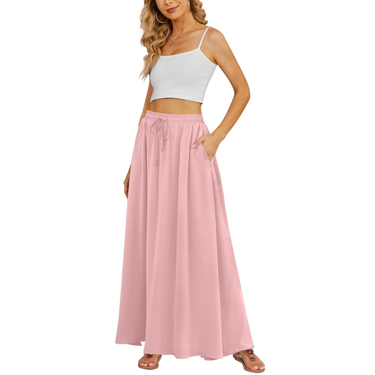 Casual Long Pleated Flowing Skirt For Women