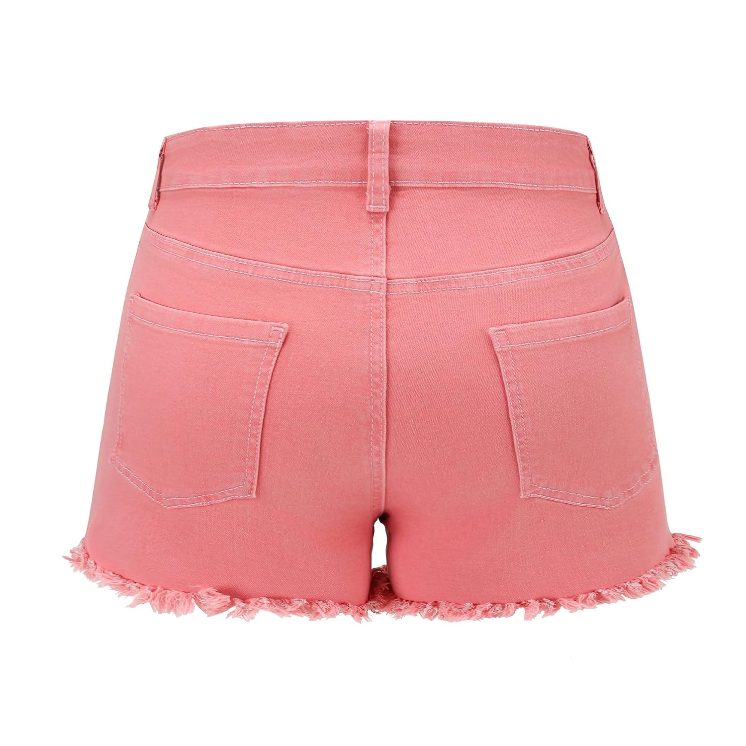 Casual Denim Ripped Stretchy Mid Rise Shorts For Women