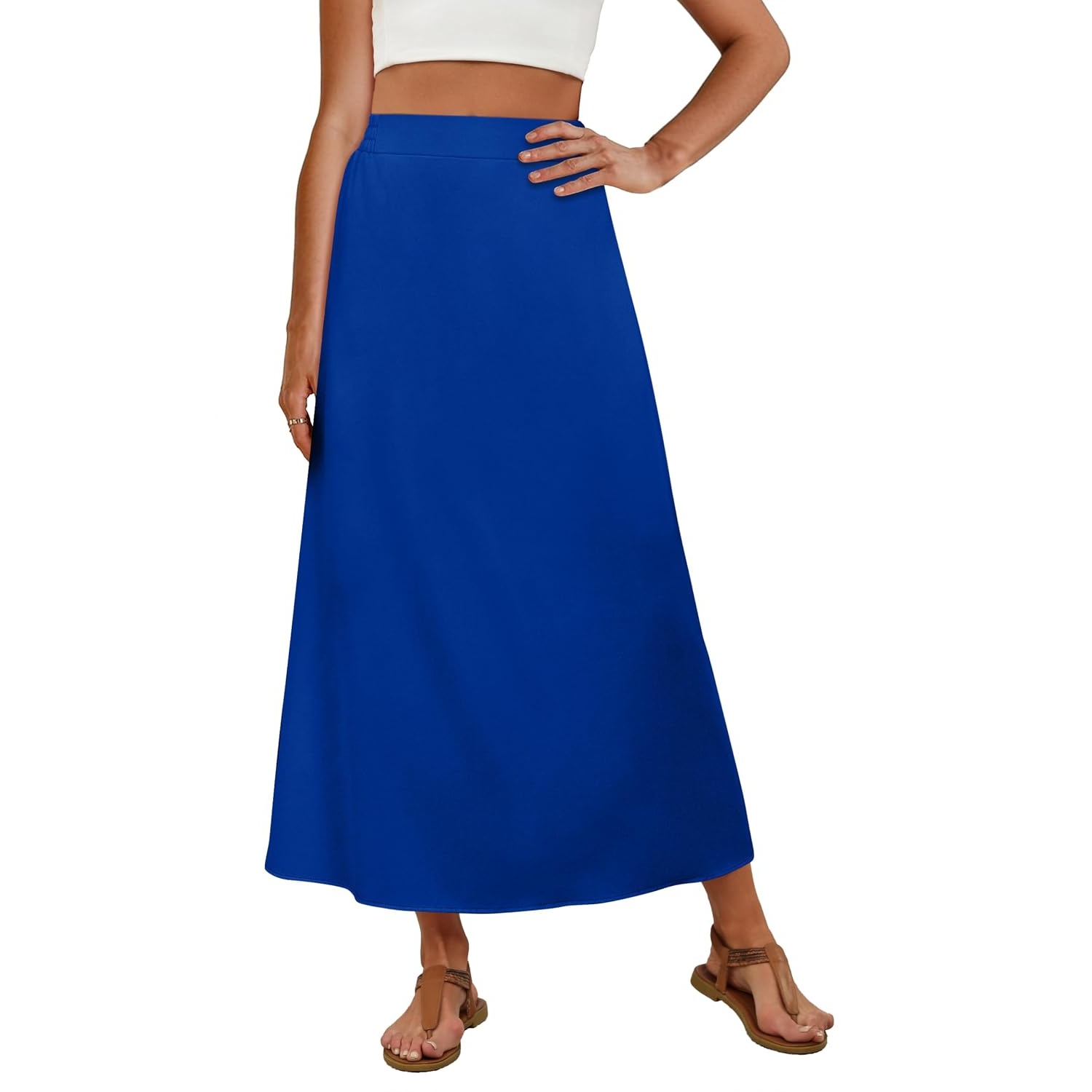 Casual Stretch Maxi Skirt With Pocket For Women