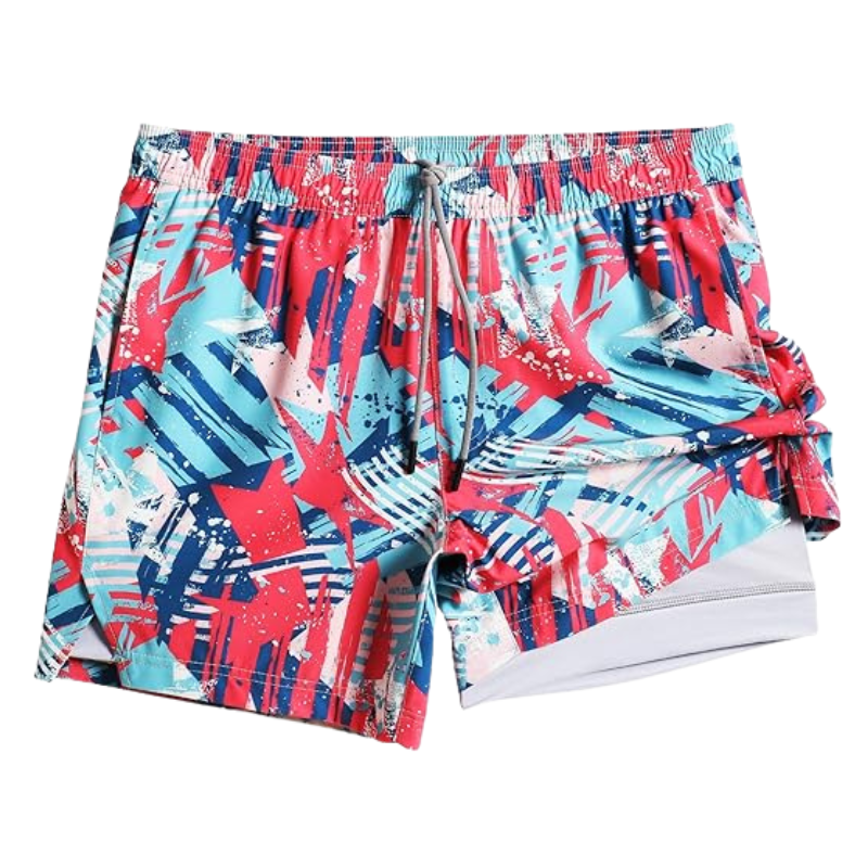 2 In 1 Quick Dry Athletic Shorts – Dual-Layer Comfort-Waves And Trunks