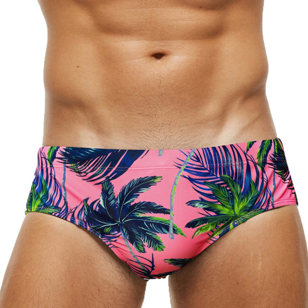 Pink Tropical Brief-Waves And Trunks