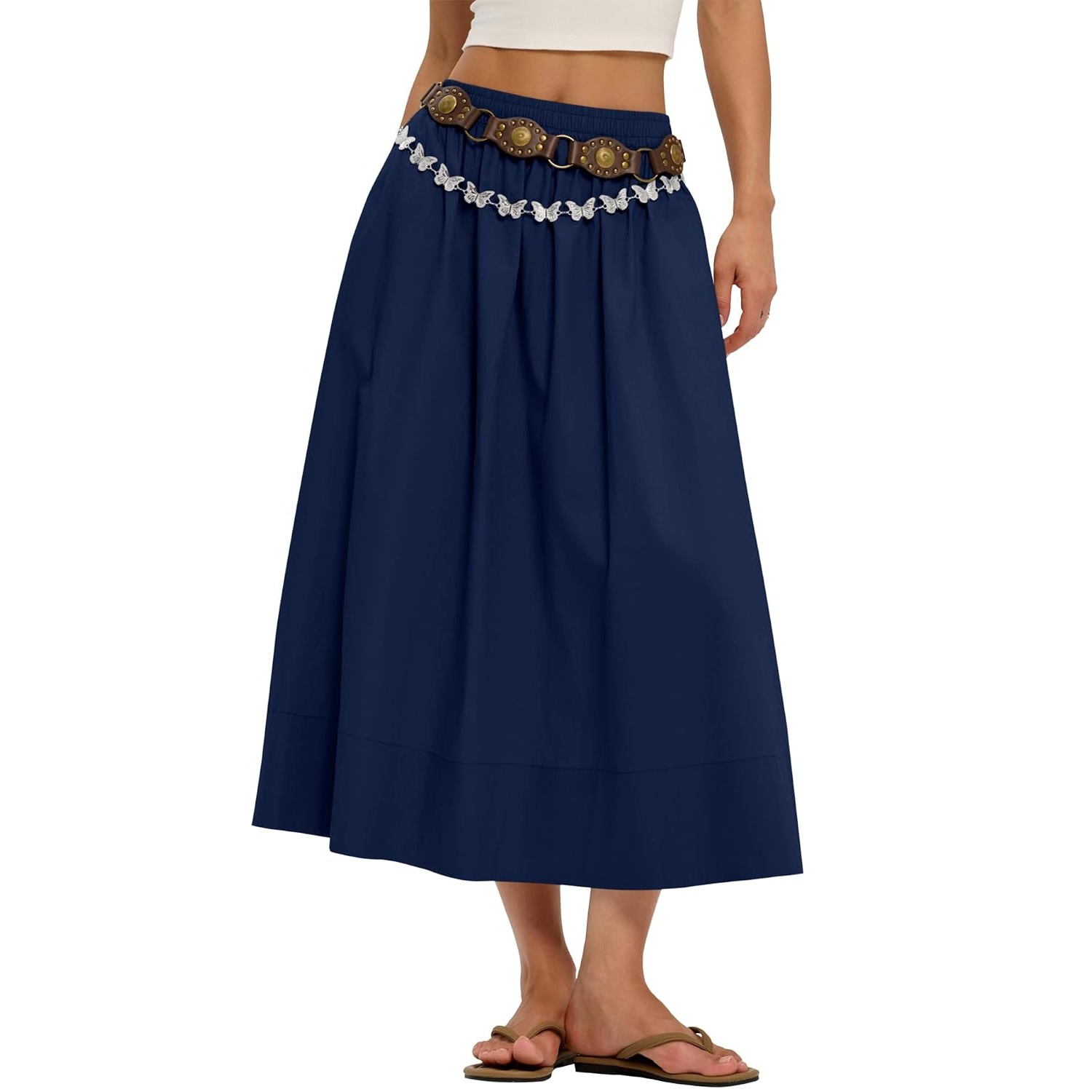 Cotton Boho Summer Beach Casual Elastic Waist Dress For Women