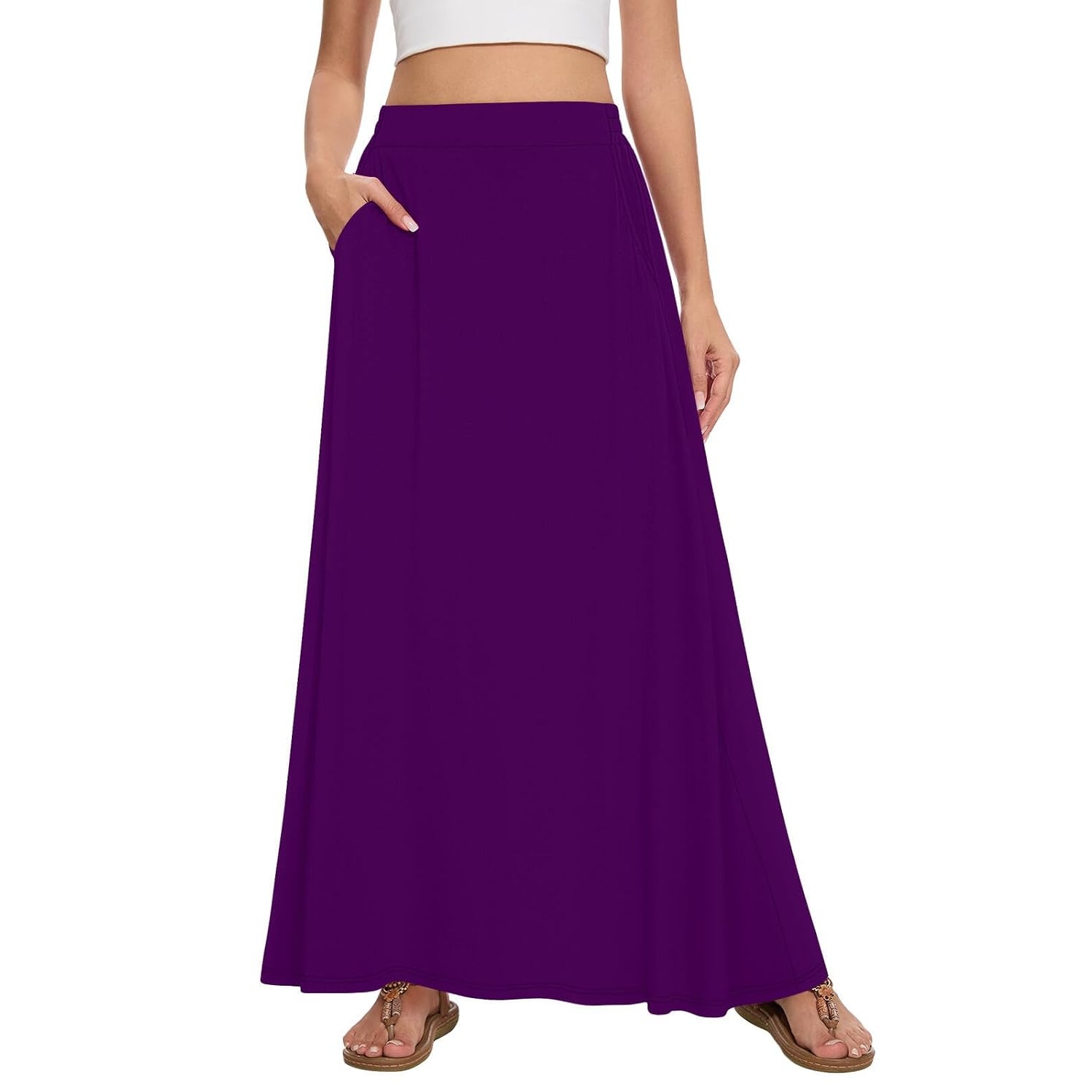 Casual Flowy A line Skirt With Pockets For Women