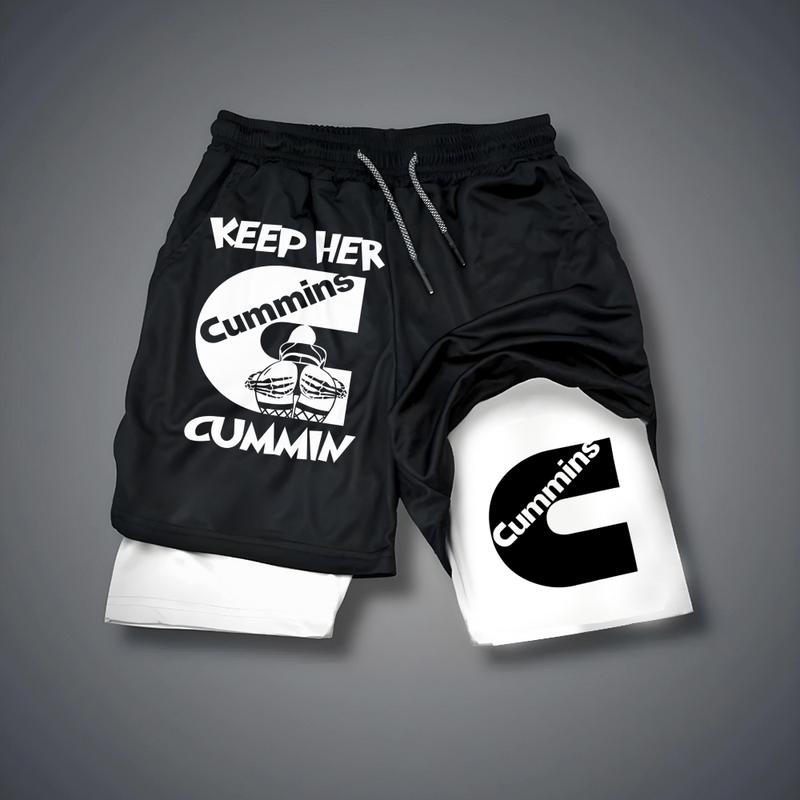 Graphic Double Layer Casual Streetwear Shorts For Vacation For Men