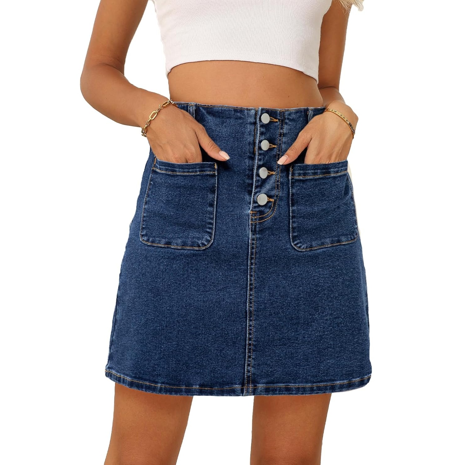 Summer High Stretch Skirt With Pockets For Women