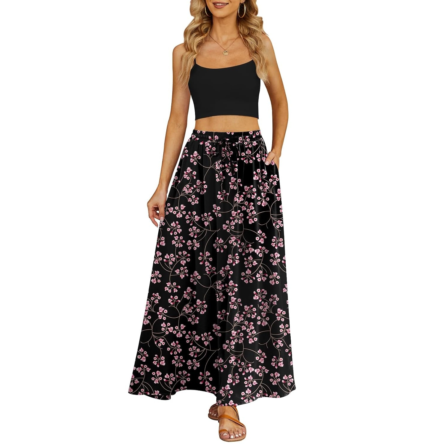 Casual Long Pleated Flowing Skirt For Women