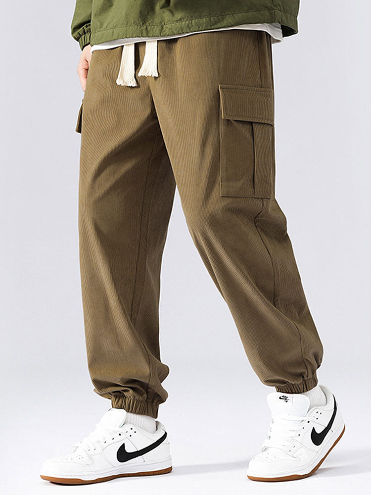 Casual Corduroy Cargo Joggers-Waves And Trunks