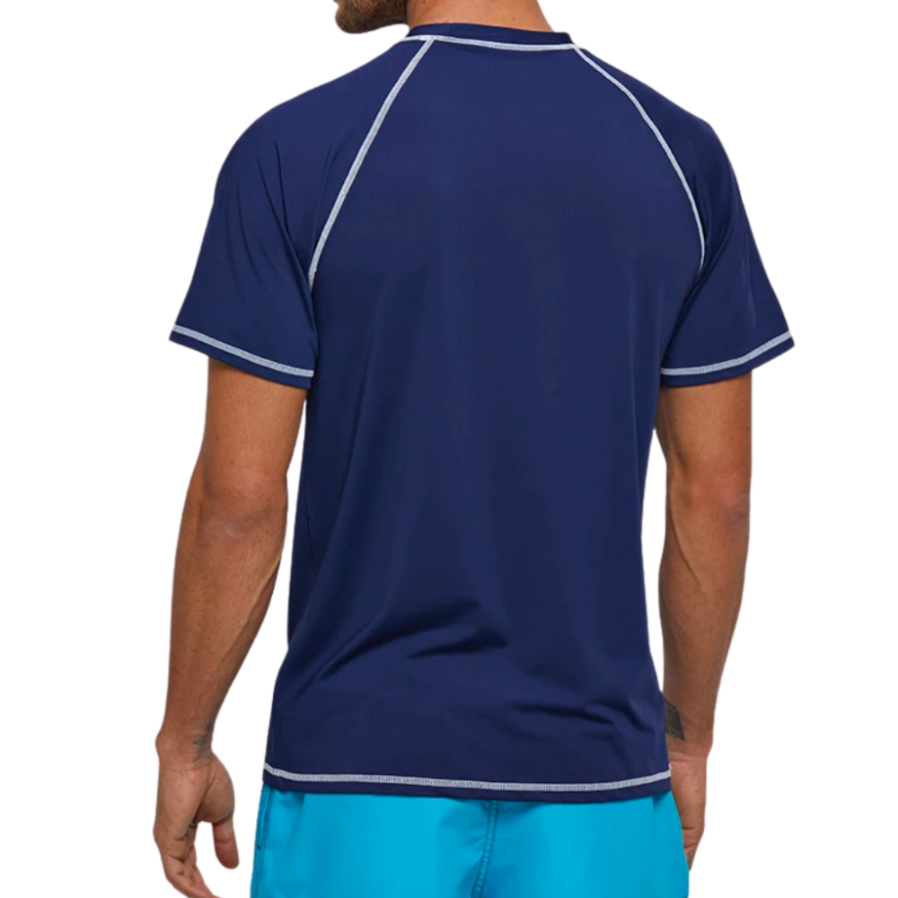 Dark Blue Short Sleeve Surfing T-Shirt-Waves And Trunks