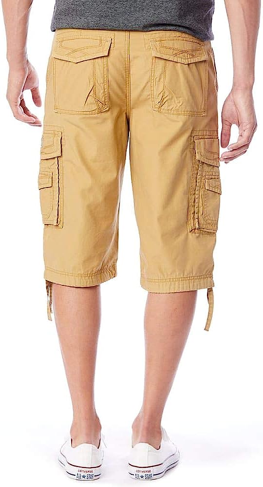 Button Fly Belted Cargo Shorts-Waves And Trunks