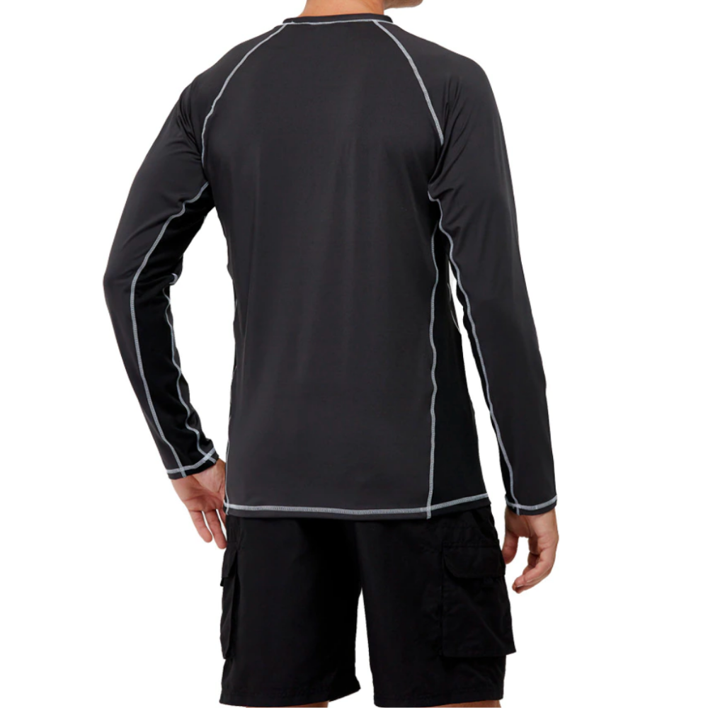 Dark Grey Long Sleeve Surfing T-Shirt-Waves And Trunks