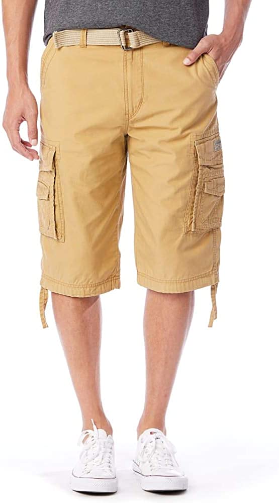 Button Fly Belted Cargo Shorts-Waves And Trunks