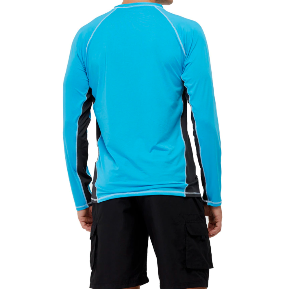 Light Blue And Black Long Sleeve Surfing T-Shirt-Waves And Trunks