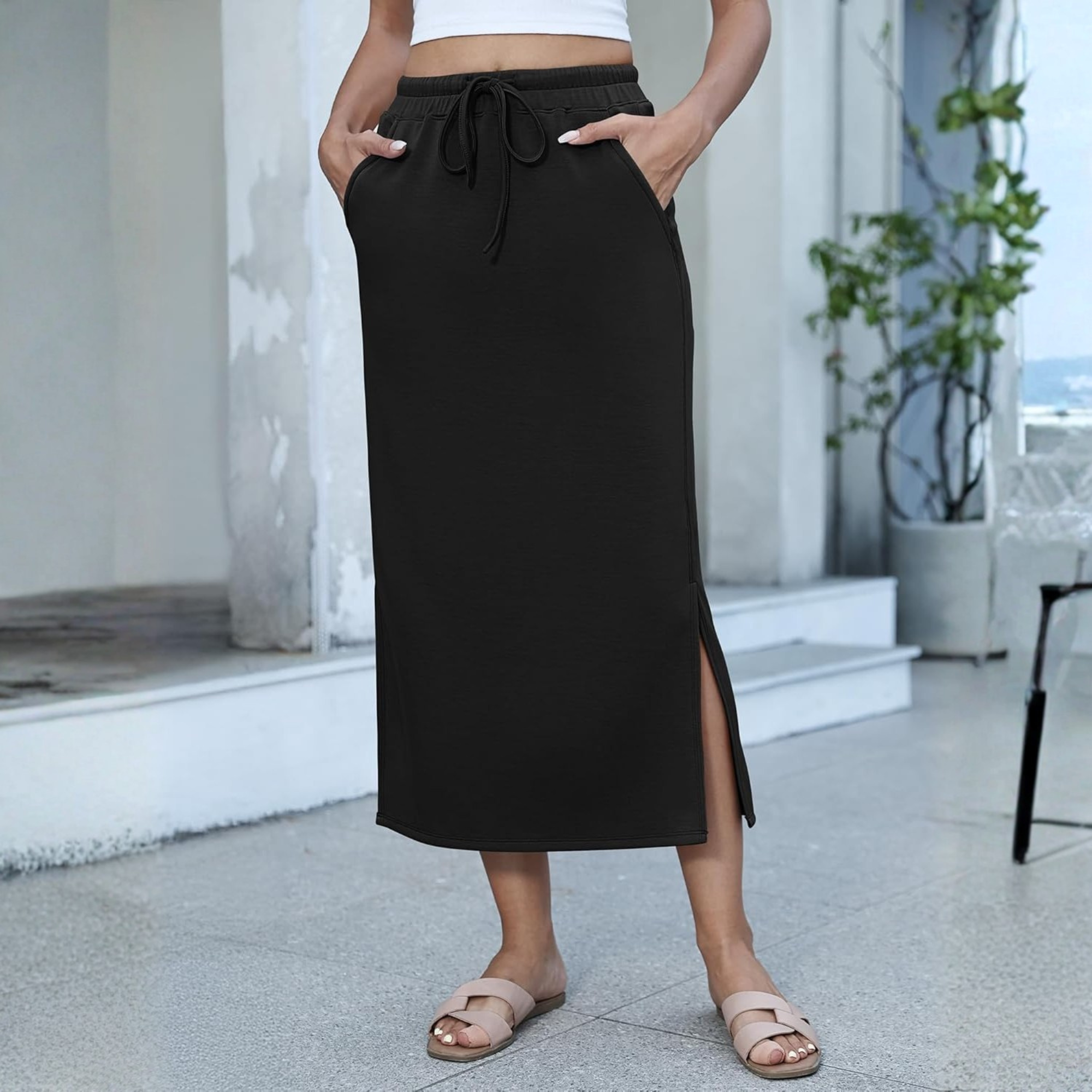 Casual Drawstring Maxi Skirt For Women