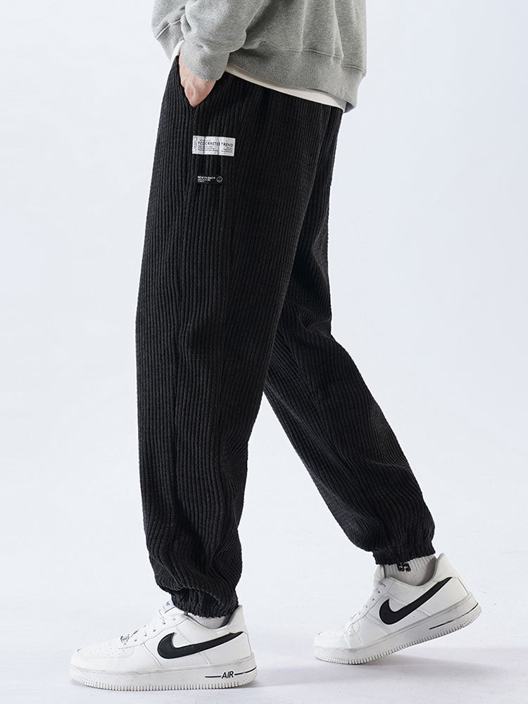 Casual Drawstring Corduroy Pants-Waves And Trunks