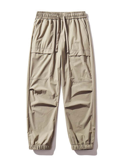 Elastic Waistband Cargo Pants-Waves And Trunks