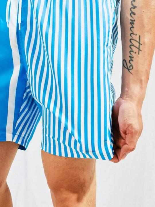 Vertical Striped Print Beach Shorts-Waves And Trunks