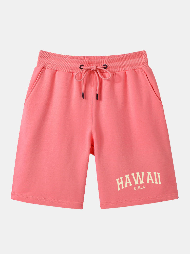 Hawaii Print Mid Length Shorts-Waves And Trunks