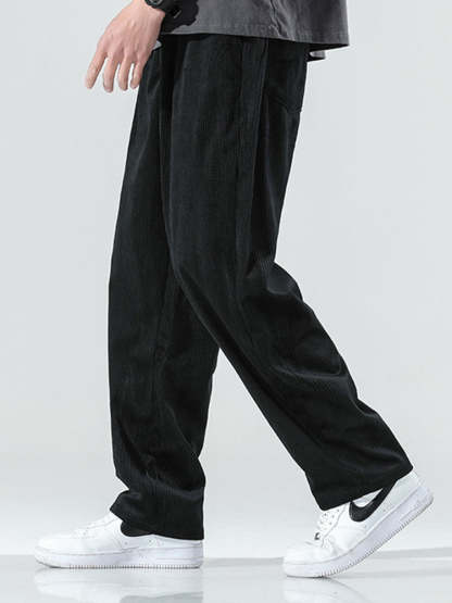 Elastic Waistband Corduroy Pants-Waves And Trunks