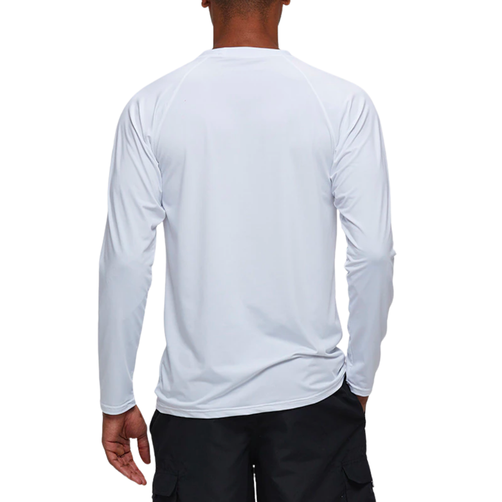 White Long Sleeve Surfing T-Shirt-Waves And Trunks