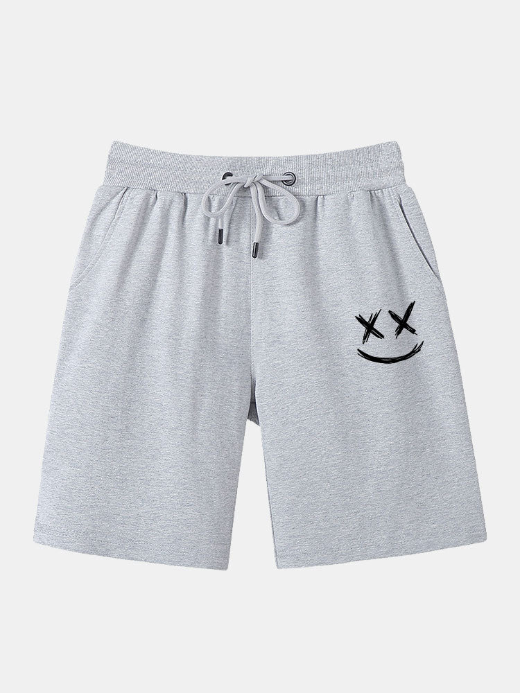 Smiley Printed Mid Length Shorts-Waves And Trunks