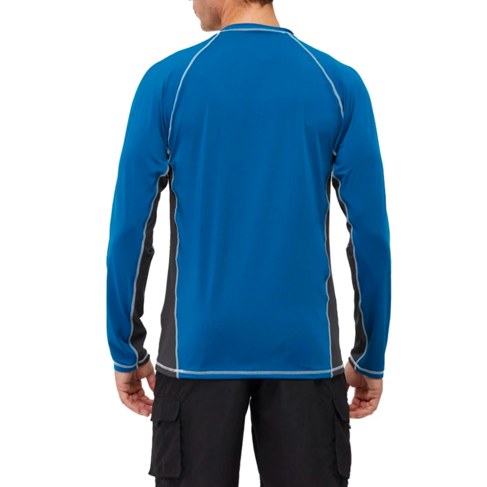 Blue And Black Long Sleeve Surfing T-Shirt-Waves And Trunks