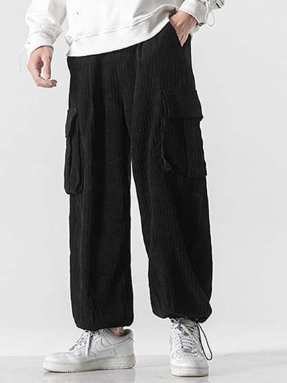 Loose Corduroy Cargo Pants-Waves And Trunks