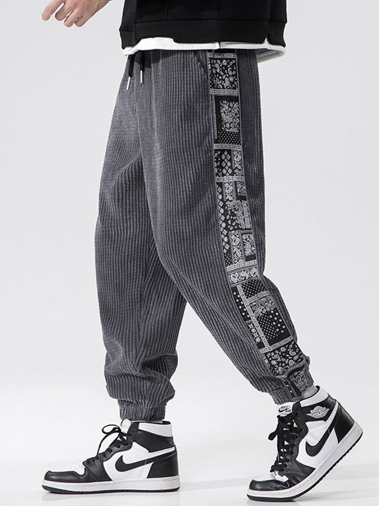 Paisley Print Corduroy Pants-Waves And Trunks