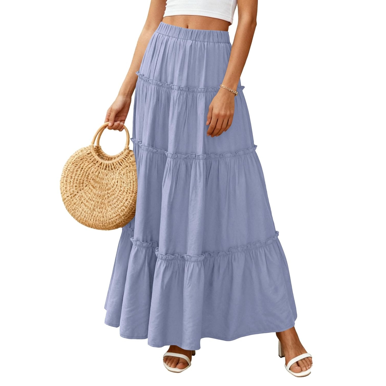 Long Flowy A Line Tiered Boho Skirt For Women