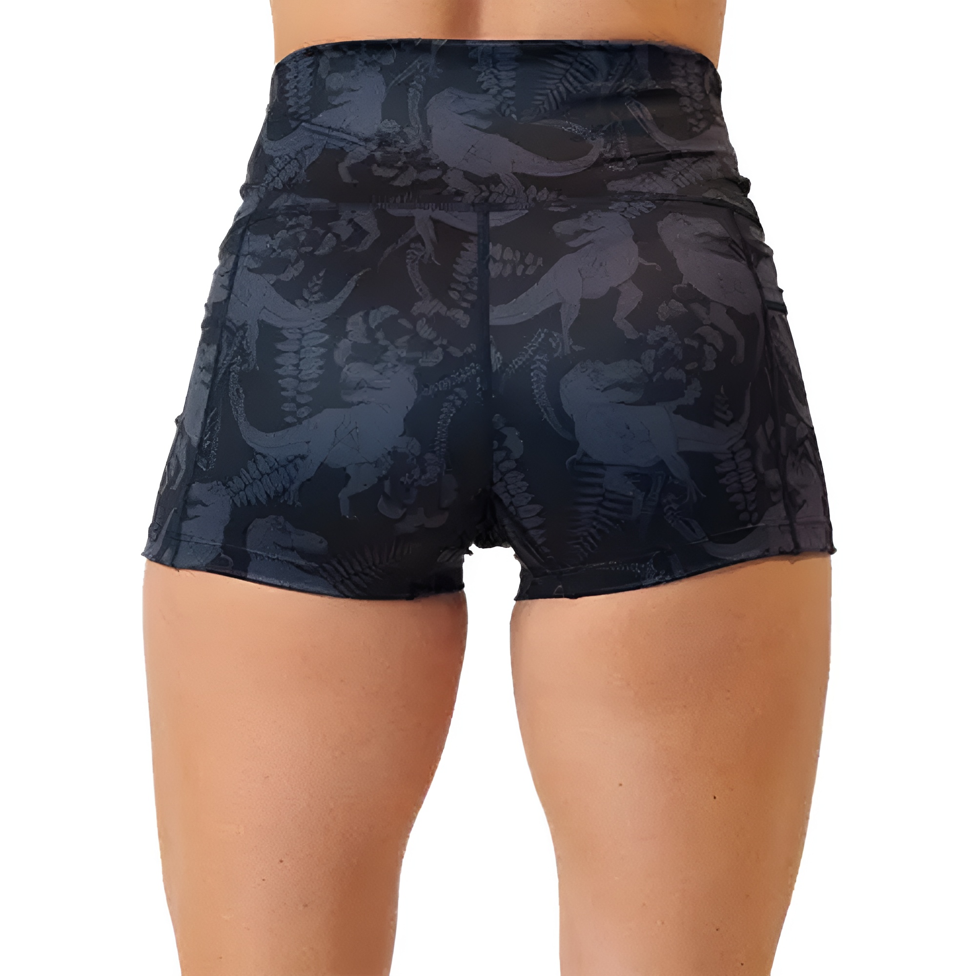Dinosaur Shorts High-Waist Slip-Resistant Moisture-Wicking 2.5 5 7 Inseams Pockets
