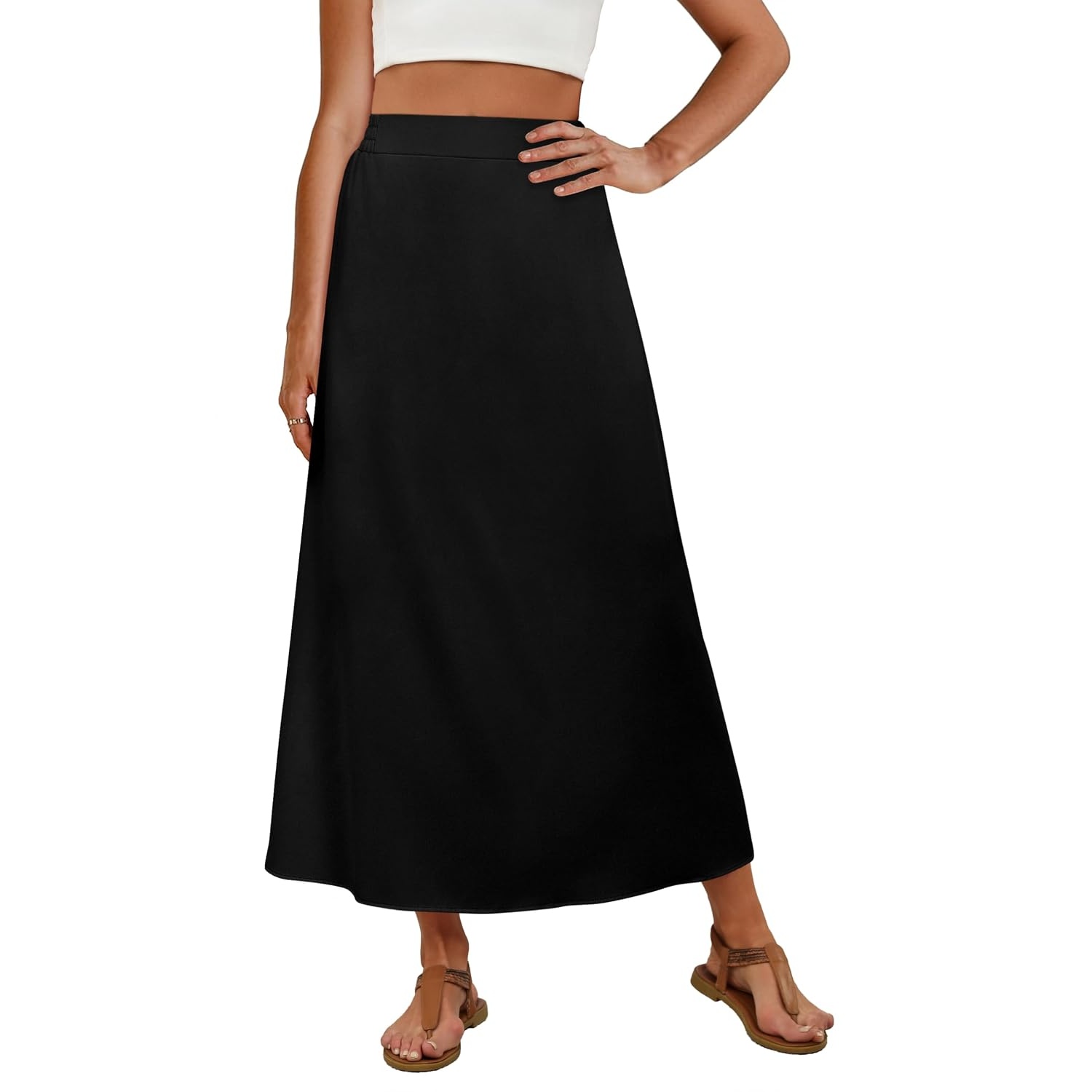 Casual Stretch Maxi Skirt With Pocket For Women
