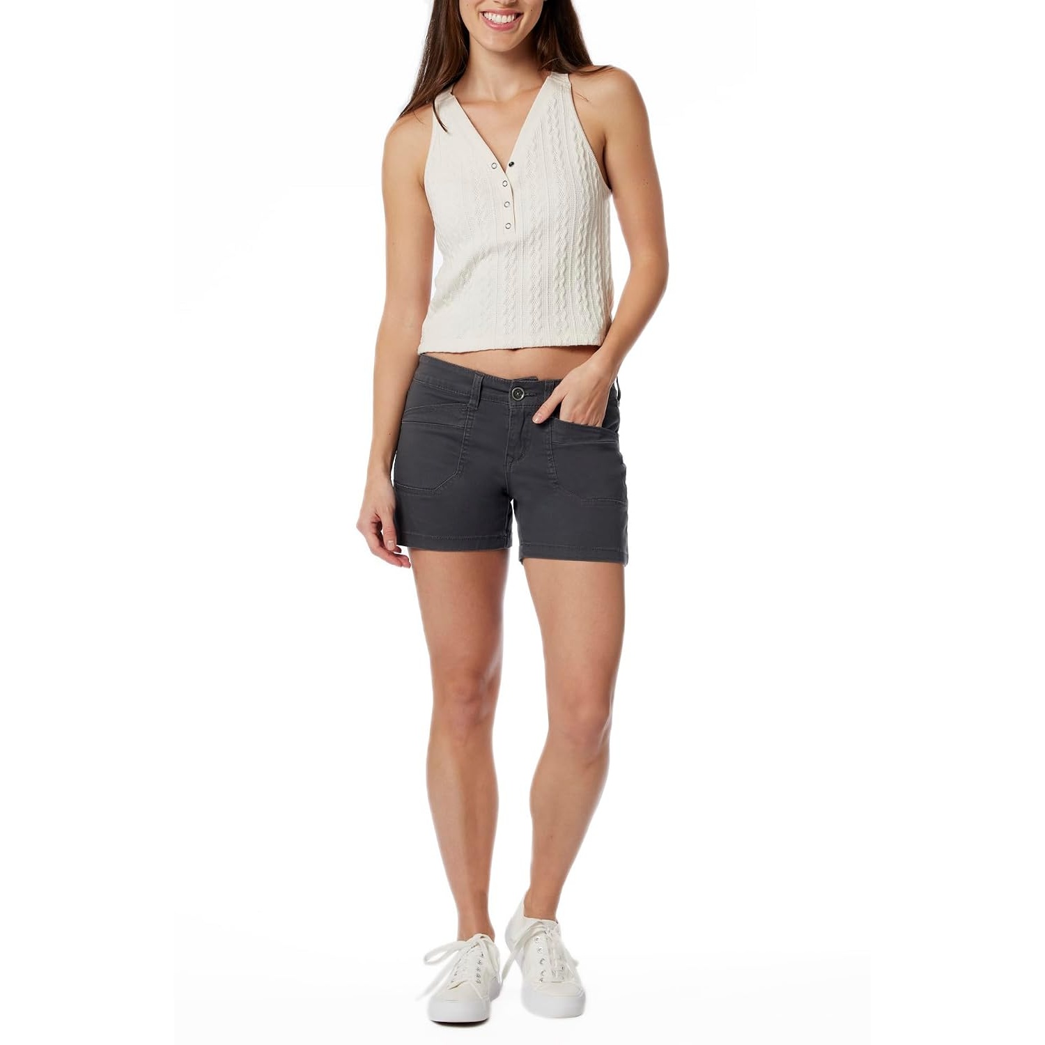 Button Style Comfy Stretchable Shorts For Women