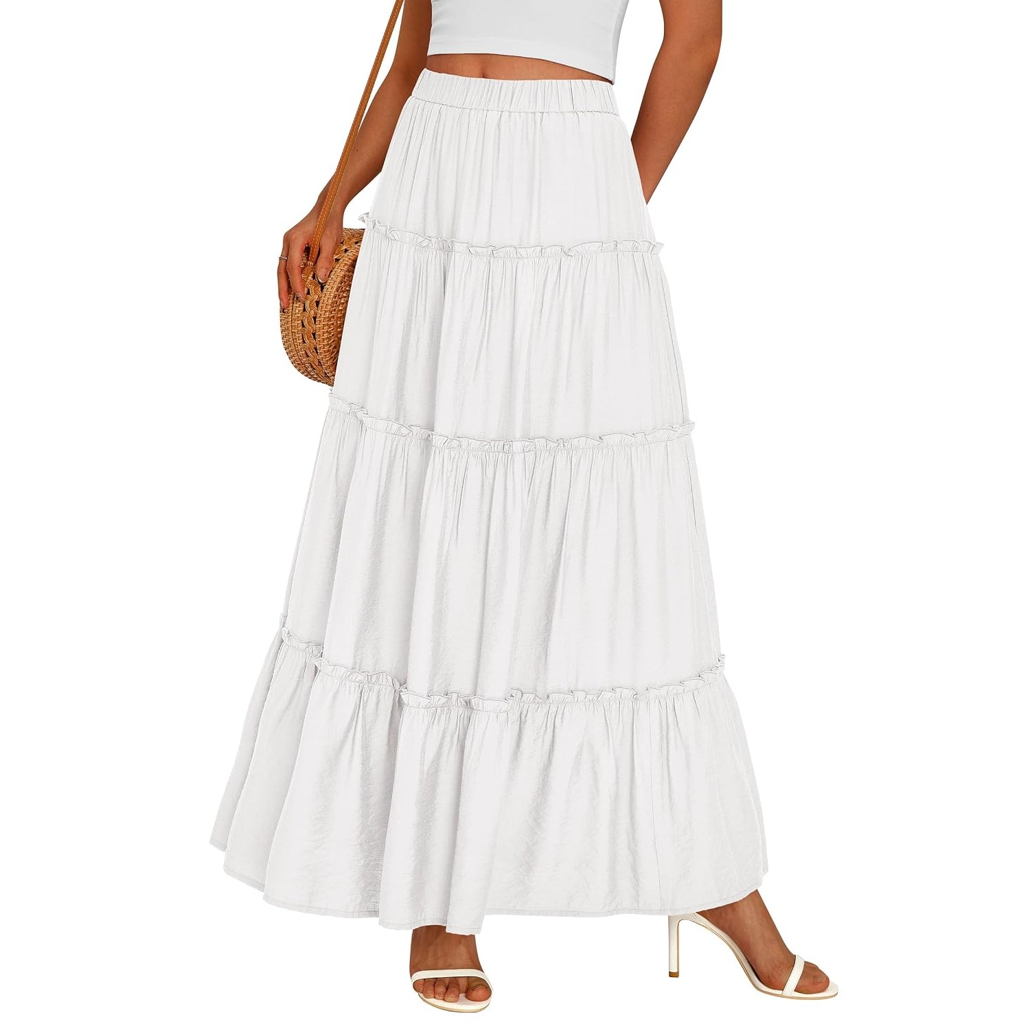 Long Flowy A Line Tiered Boho Skirt For Women