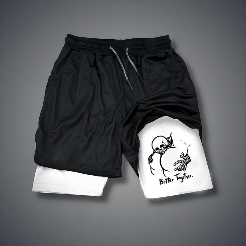 Graphic Double Layer Casual Streetwear Shorts For Vacation For Men