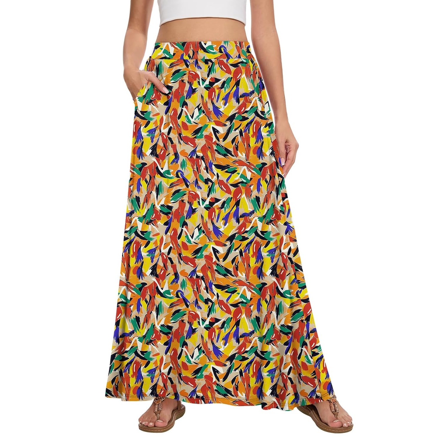 Casual Flowy A line Skirt With Pockets For Women