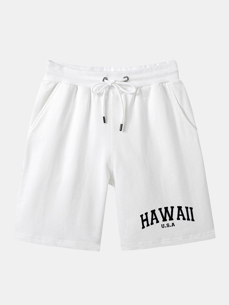 Hawaii Print Mid Length Shorts-Waves And Trunks