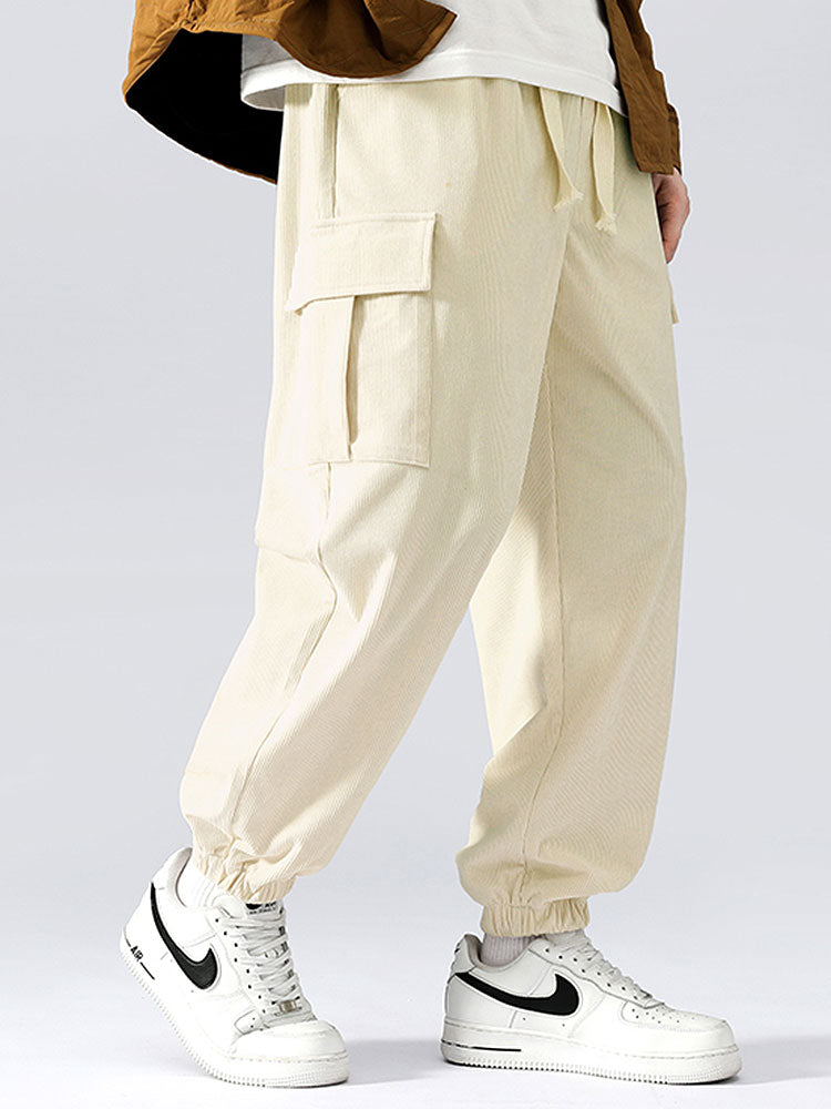 Casual Corduroy Cargo Joggers-Waves And Trunks