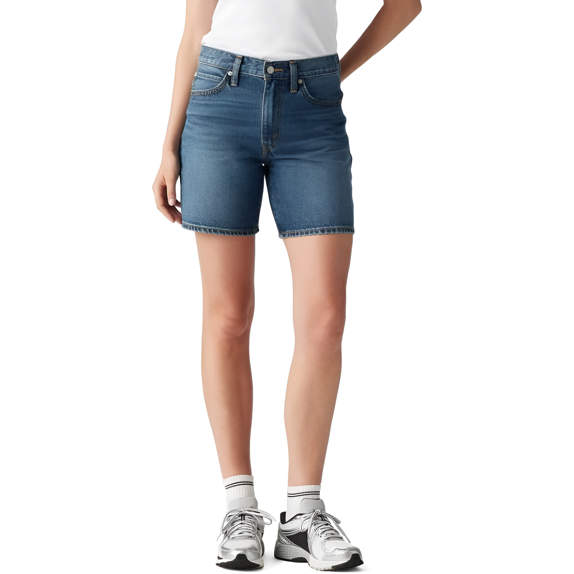 High Rise Baggy Denim Shorts For Women