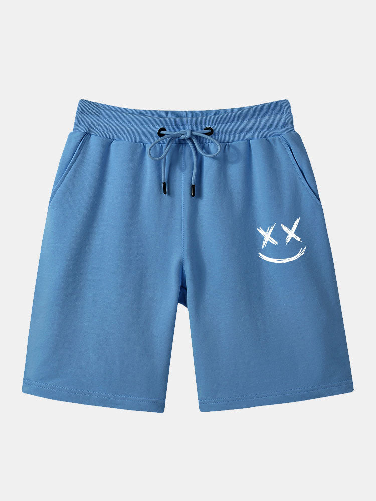 Smiley Printed Mid Length Shorts-Waves And Trunks