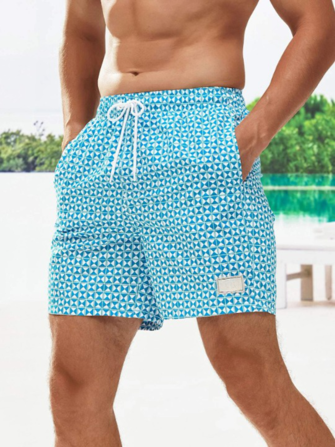 Vibrant Patterned Swim Trunks-Waves And Trunks