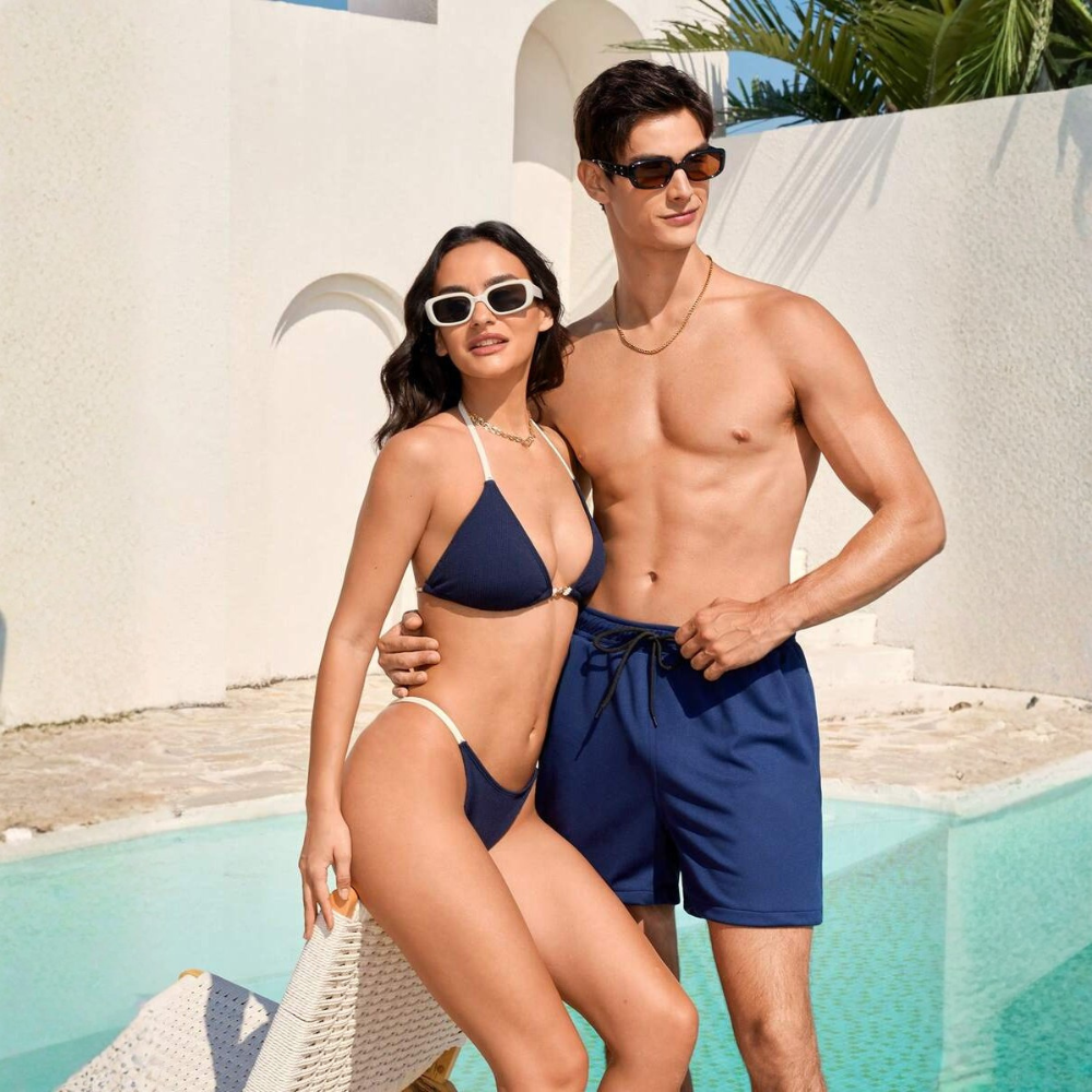 Tropical Plant Print Matching Swimwear Sets