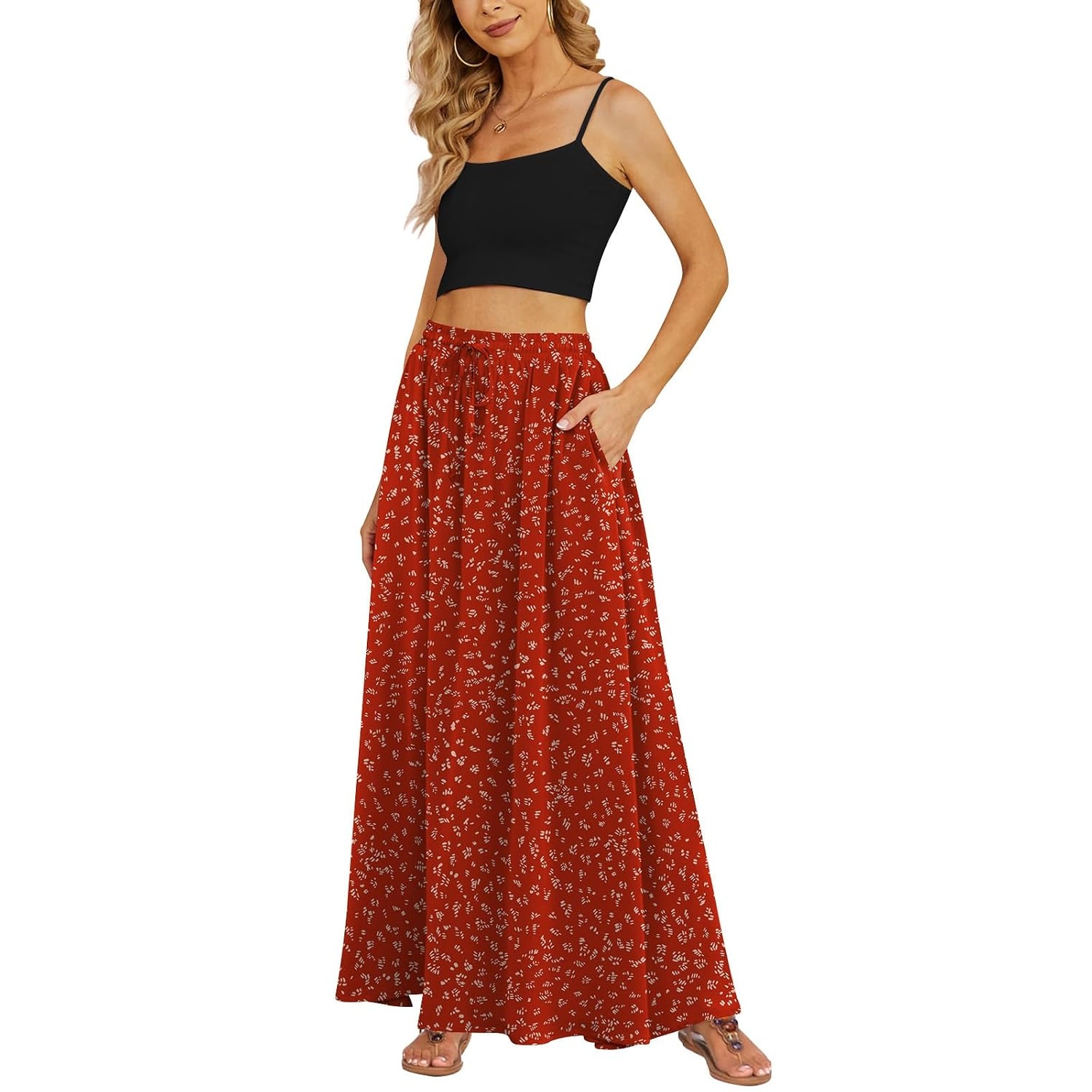 Casual Long Pleated Flowing Skirt For Women